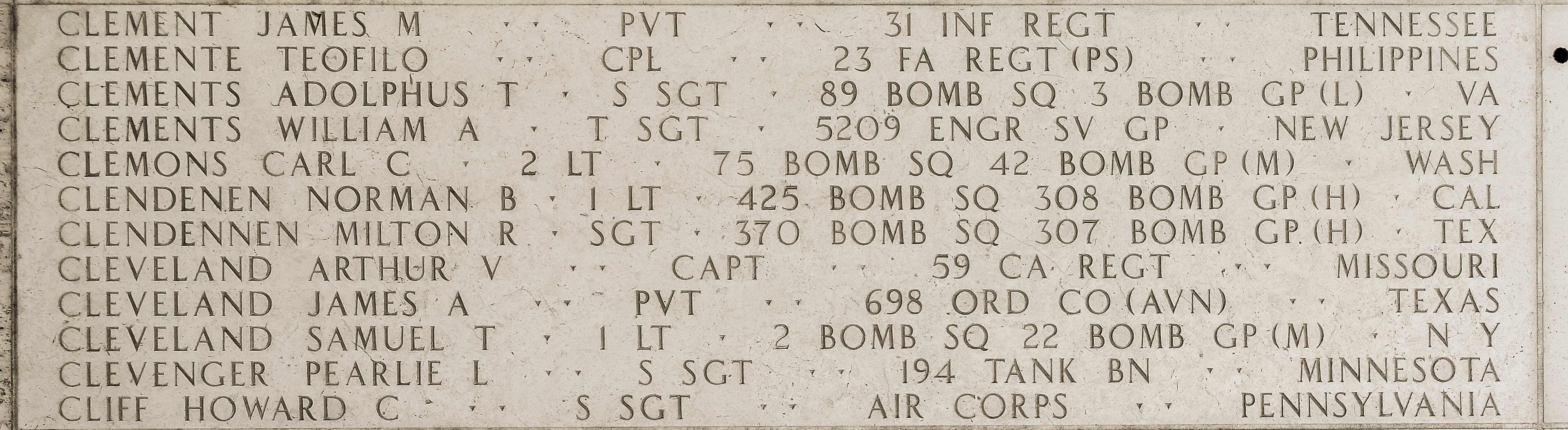 James A. Cleveland, Private